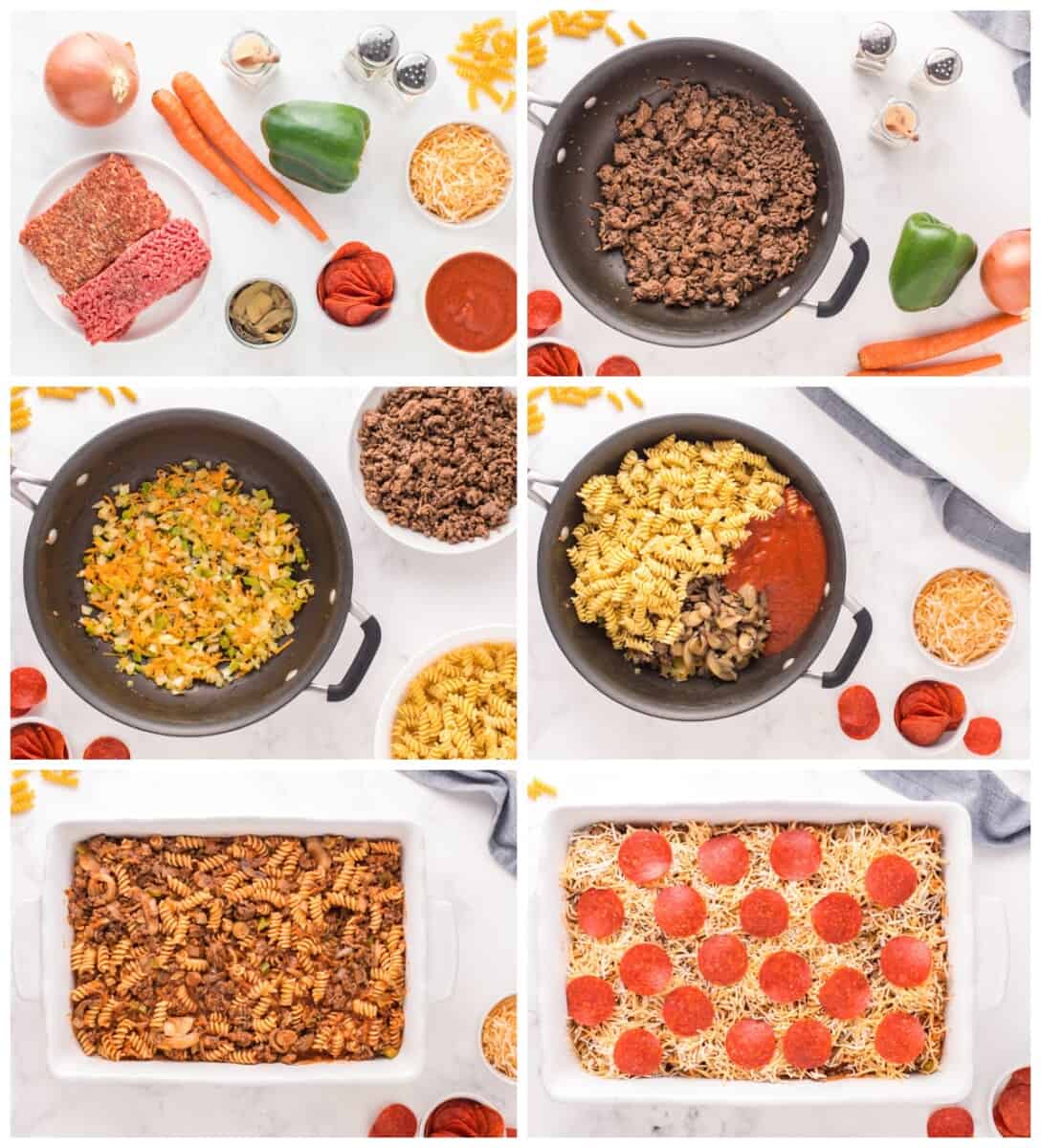 step by step photos for how to make pizza casserole