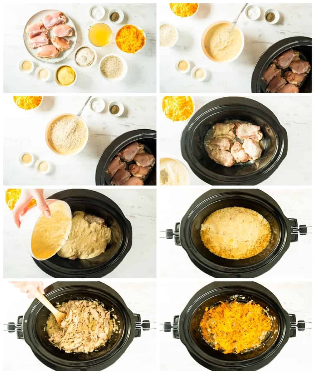 step by step photos for how to make crockpot chicken and rice.