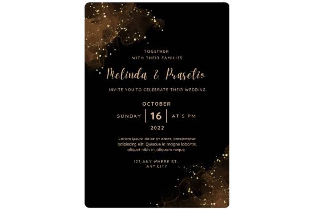 template undangan nikah black gold