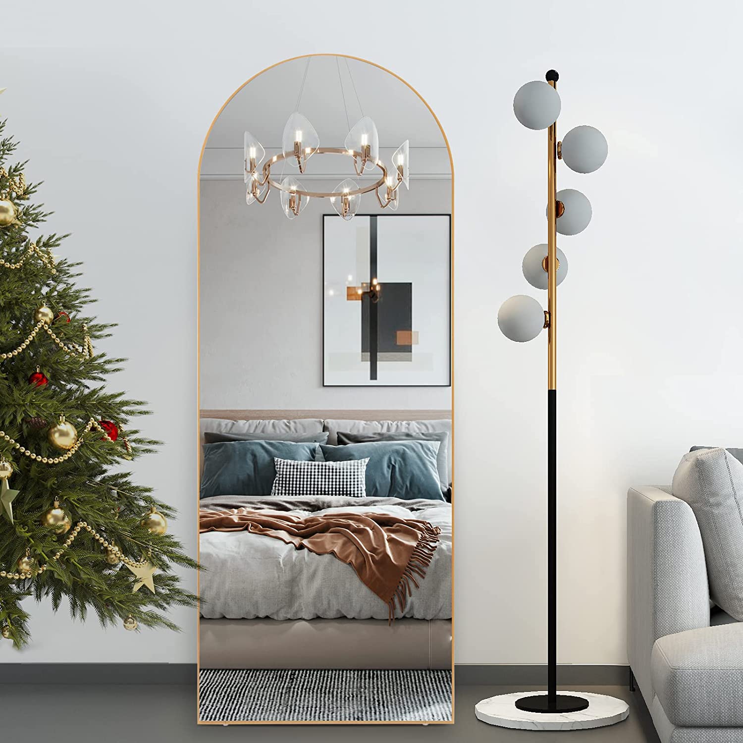 Full length arched mirror