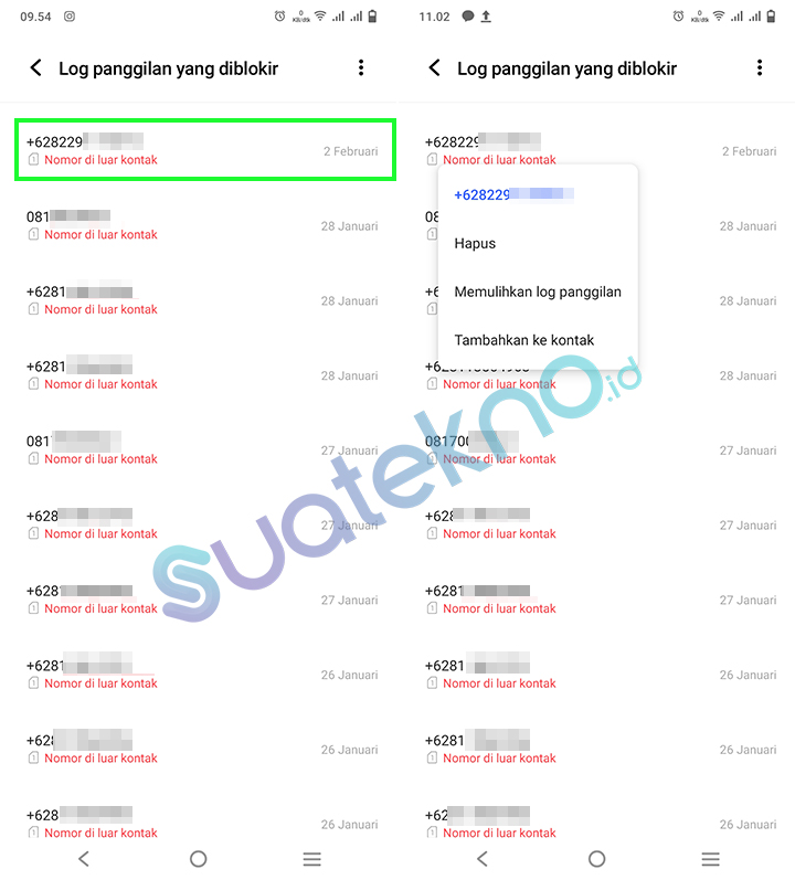 Cara buka blokir nomor telepon di Android