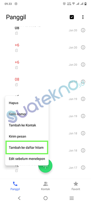 Tambahkan Nomor ke Daftar Hitam (Blacklist)